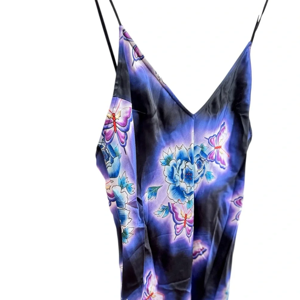 Fleur Du Mal Butterfly Silk Slip Dress